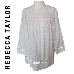 Rebecca Taylor | Silk Sheer Floral Flocked Blouse